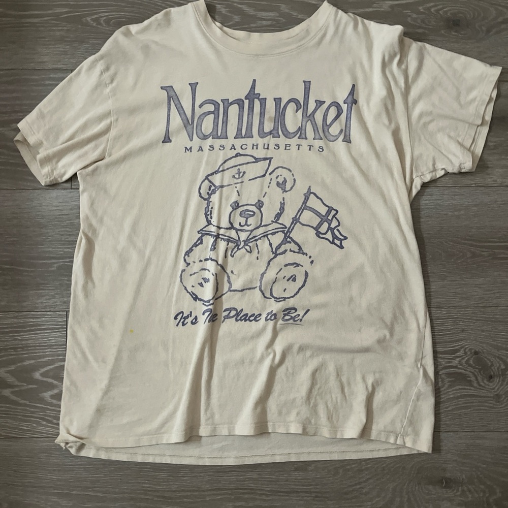 Hollister Cream T-Shirt with Blue Logo